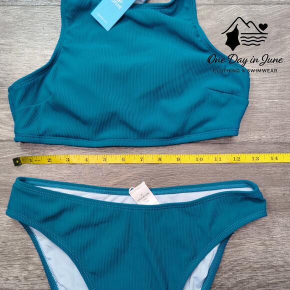 Cupshe Racherback High Neck Ribbed Bikini Swimsuit Size S - Picture 3 of 5